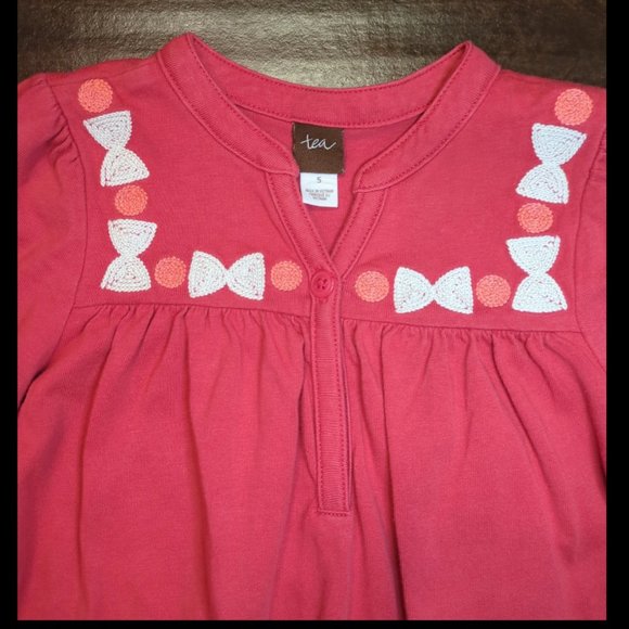 5 Tea Collection Pomegranate Embroidered Henley Dress Pink - Picture 4 of 10